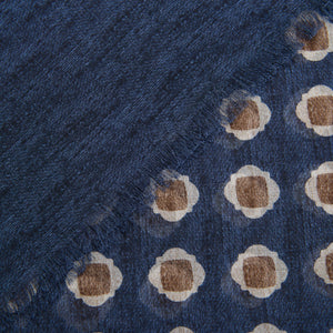 Close-up of a Dark Blue Geometrical Printed Cotton Scarf by Amanda Christensen.