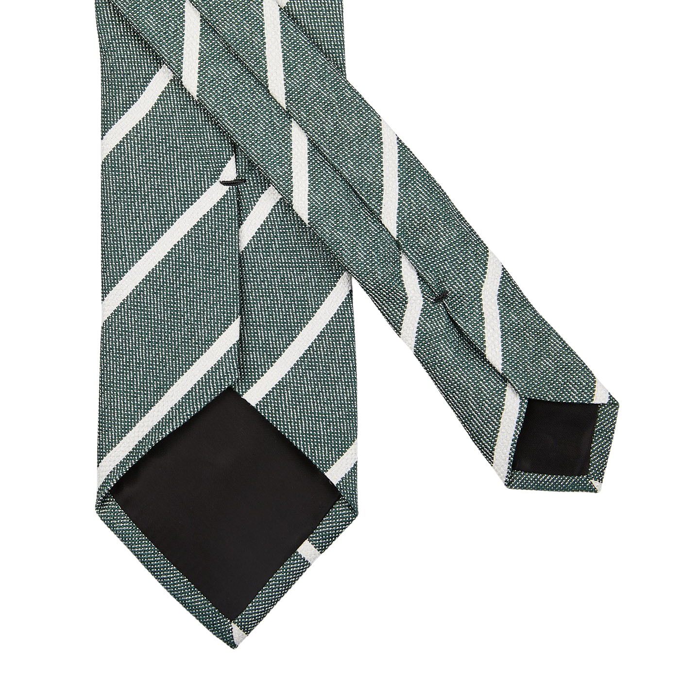 A Green Melange Striped Silk Lined Tie made by Amanda Christensen.