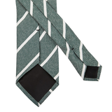 A Green Melange Striped Silk Lined Tie made by Amanda Christensen.
