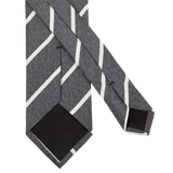 An Amanda Christensen Grey Melange Striped Silk Lined Tie on a white background.
