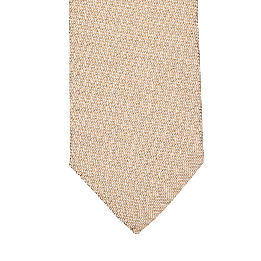 A Light Beige Matte Silk Lined Tie by Amanda Christensen on a white background.