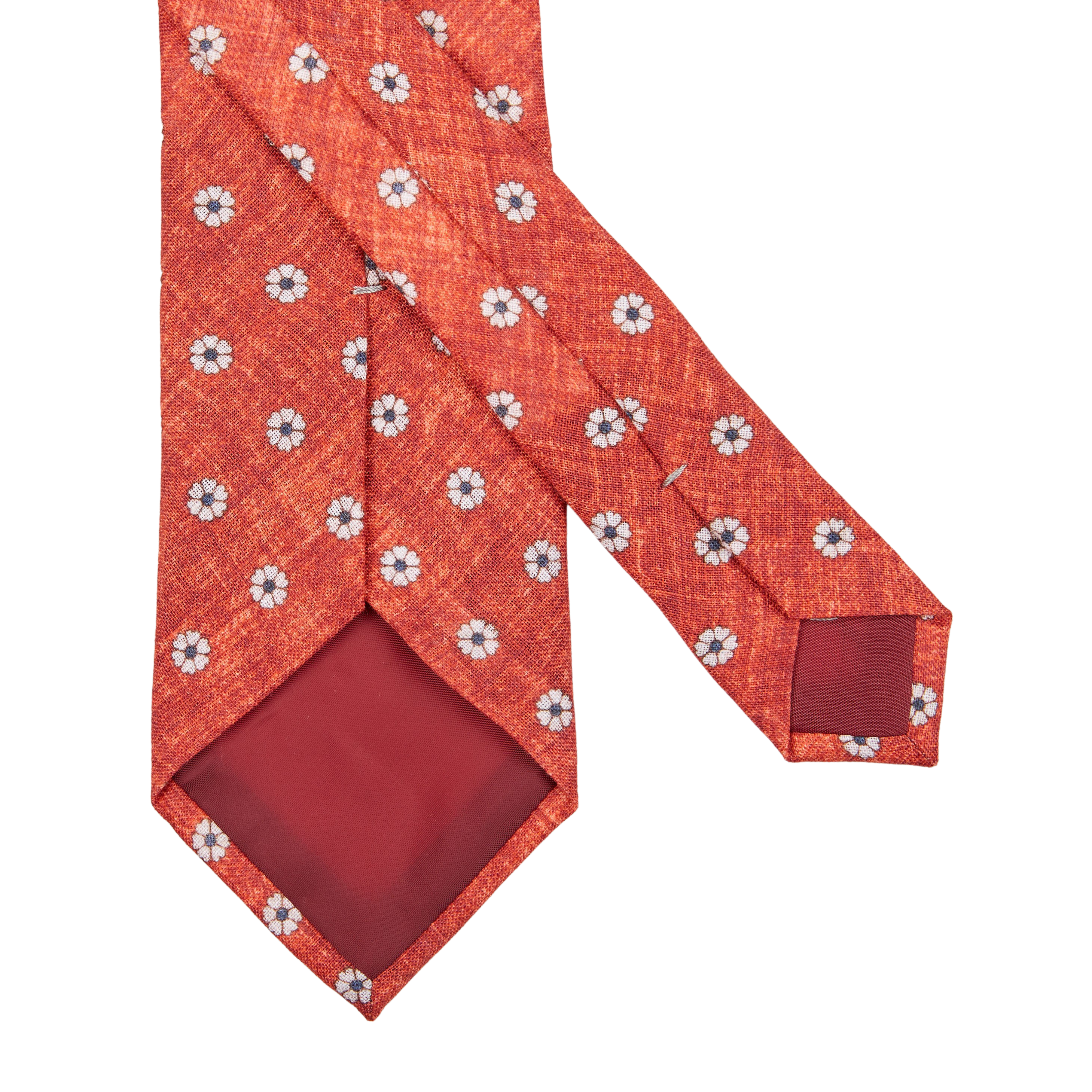 Amanda Christensen's Orange Flower Printed Linen Lined Tie from Italy.
