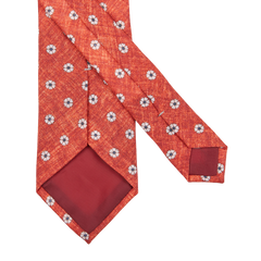 Amanda Christensen's Orange Flower Printed Linen Lined Tie from Italy.