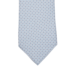 A Sky Blue Medallion Printed Silk Lined Tie by Amanda Christensen.