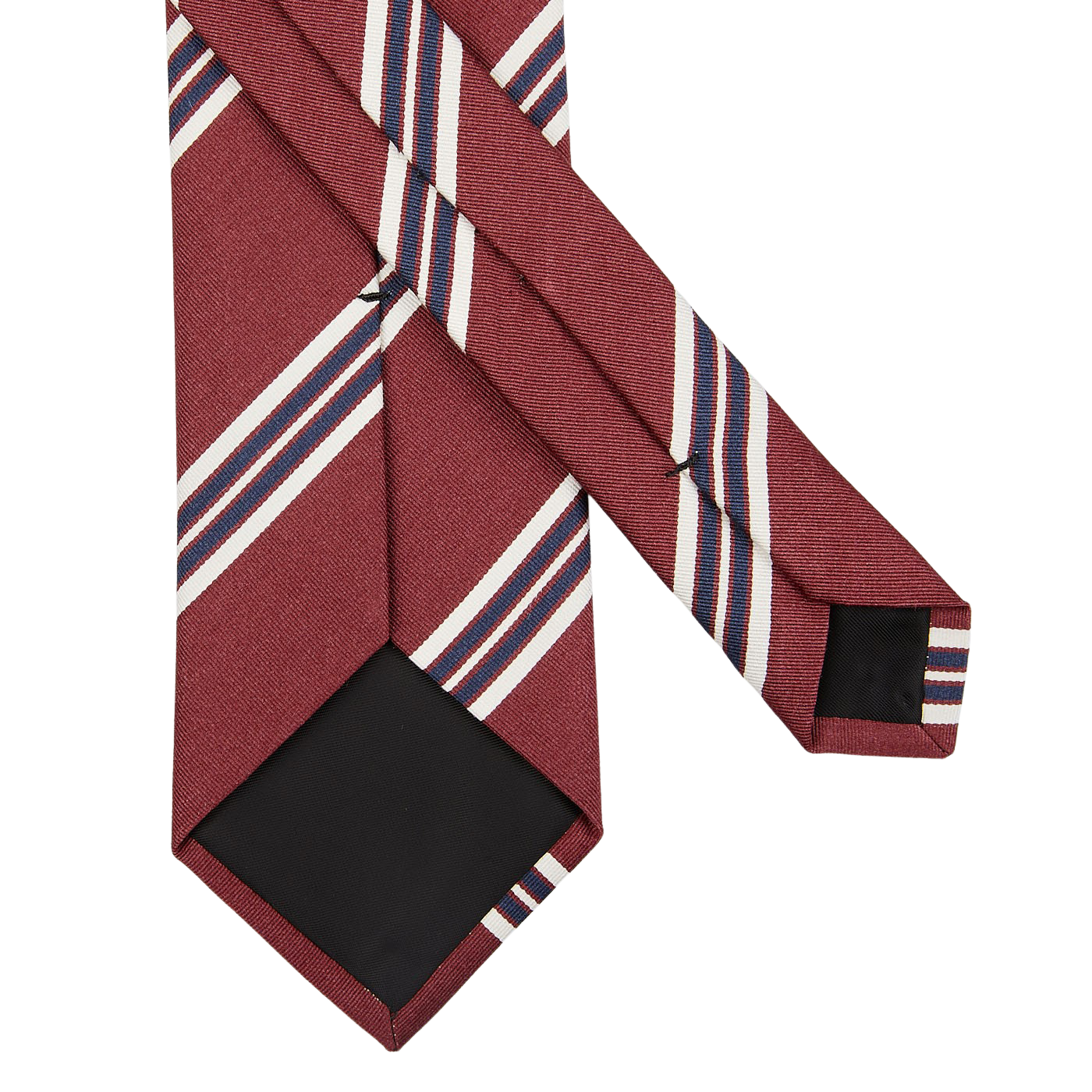 An Amanda Christensen wine-red striped silk-cotton blend necktie on a white background.