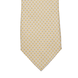 Sentence with product name and brand name: A Yellow Micro Medallion Printed Silk Lined Tie from Amanda Christensen.