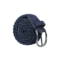 The Blue Braided Suede Leather 35mm Belt by Anderson's, crafted with a coiled design and a silver buckle, is elegantly displayed against a plain backdrop—ideal for casual outfits.