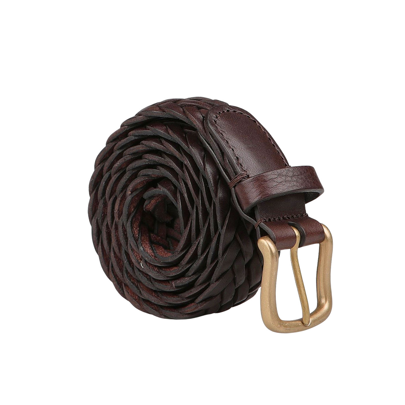 Anderson's Brown Braided Leather 30mm Belt, made in Parma, Italy, showcases a classic brass buckle.