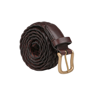 Anderson's Brown Braided Leather 30mm Belt, made in Parma, Italy, showcases a classic brass buckle.