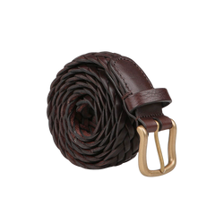 Anderson's Brown Braided Leather 30mm Belt, made in Parma, Italy, showcases a classic brass buckle.