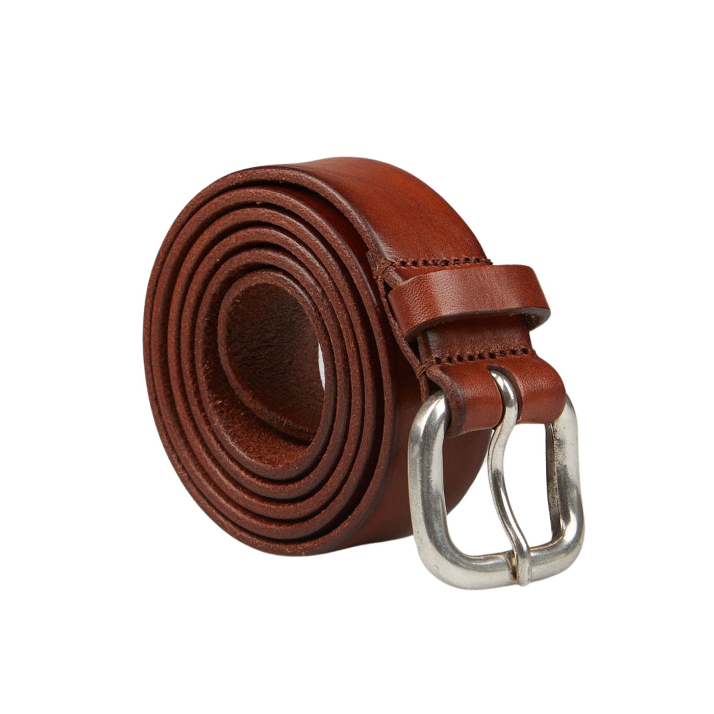An Anderson's Brown Saddle Leather 30mm Belt on a white background.