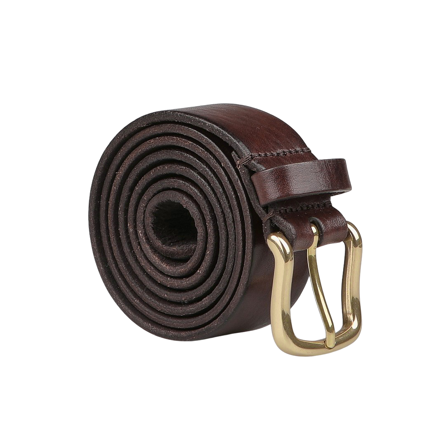 An Anderson's Dark Brown Saddle Leather 30mm Belt, featuring a brass buckle and crafted with precision reminiscent of Parma, Italy's renowned artisans.