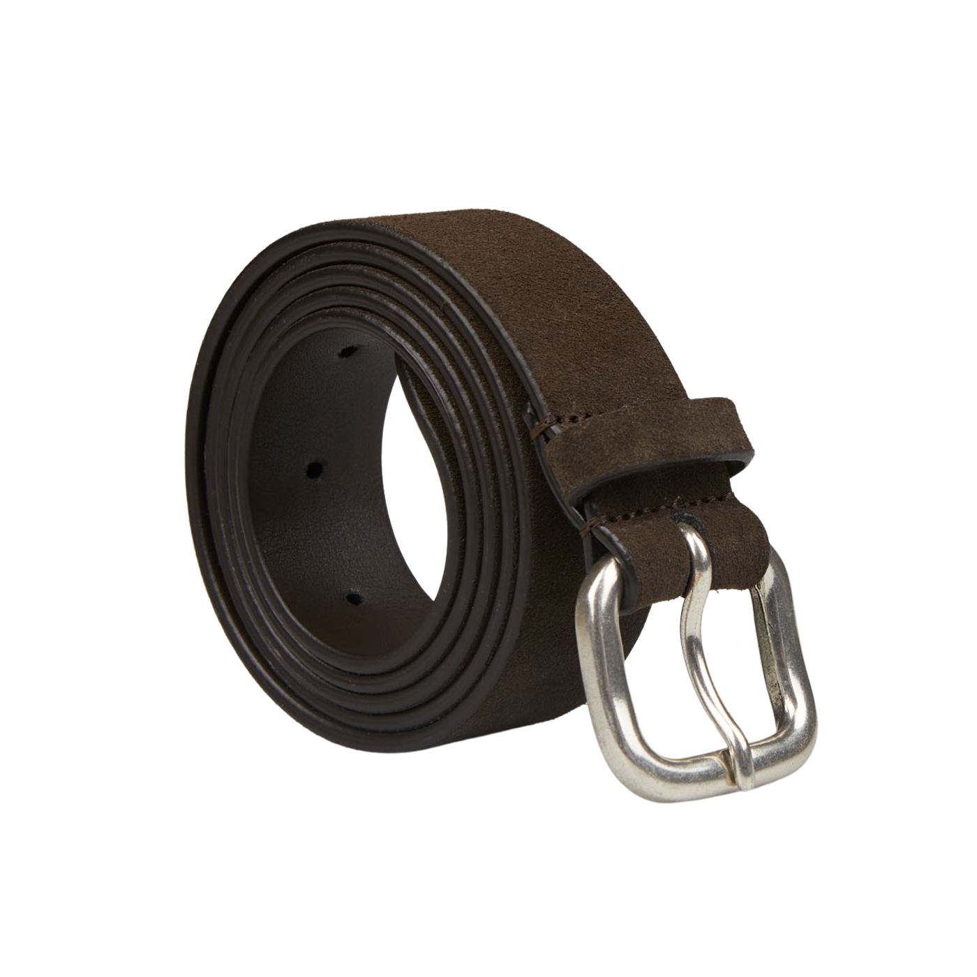 A Dark Brown Suede Leather 30mm Belt by Anderson's on a white background.