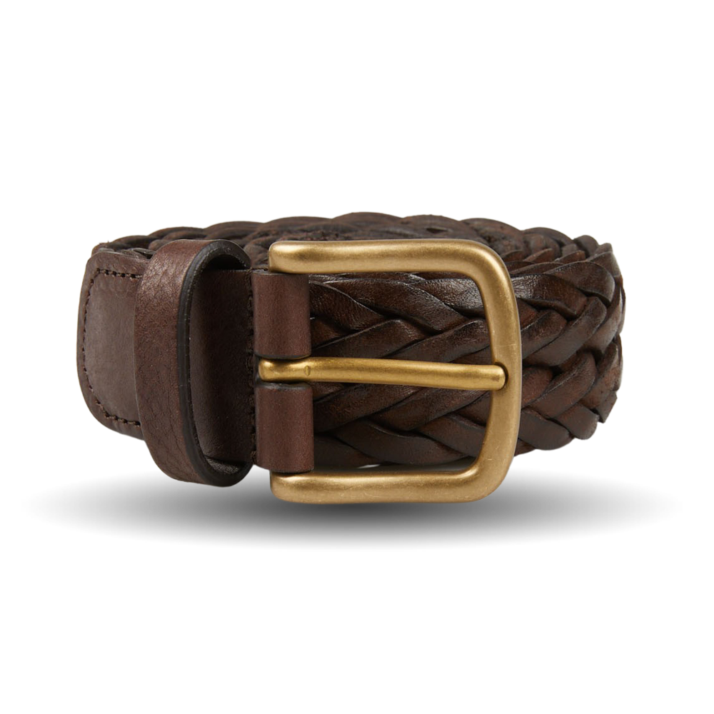 Anderson's Brown Braided Leather 30mm Belt Feature