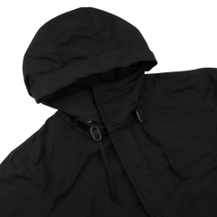 Aspesi Black Technical Nylon Hood Parka Collar