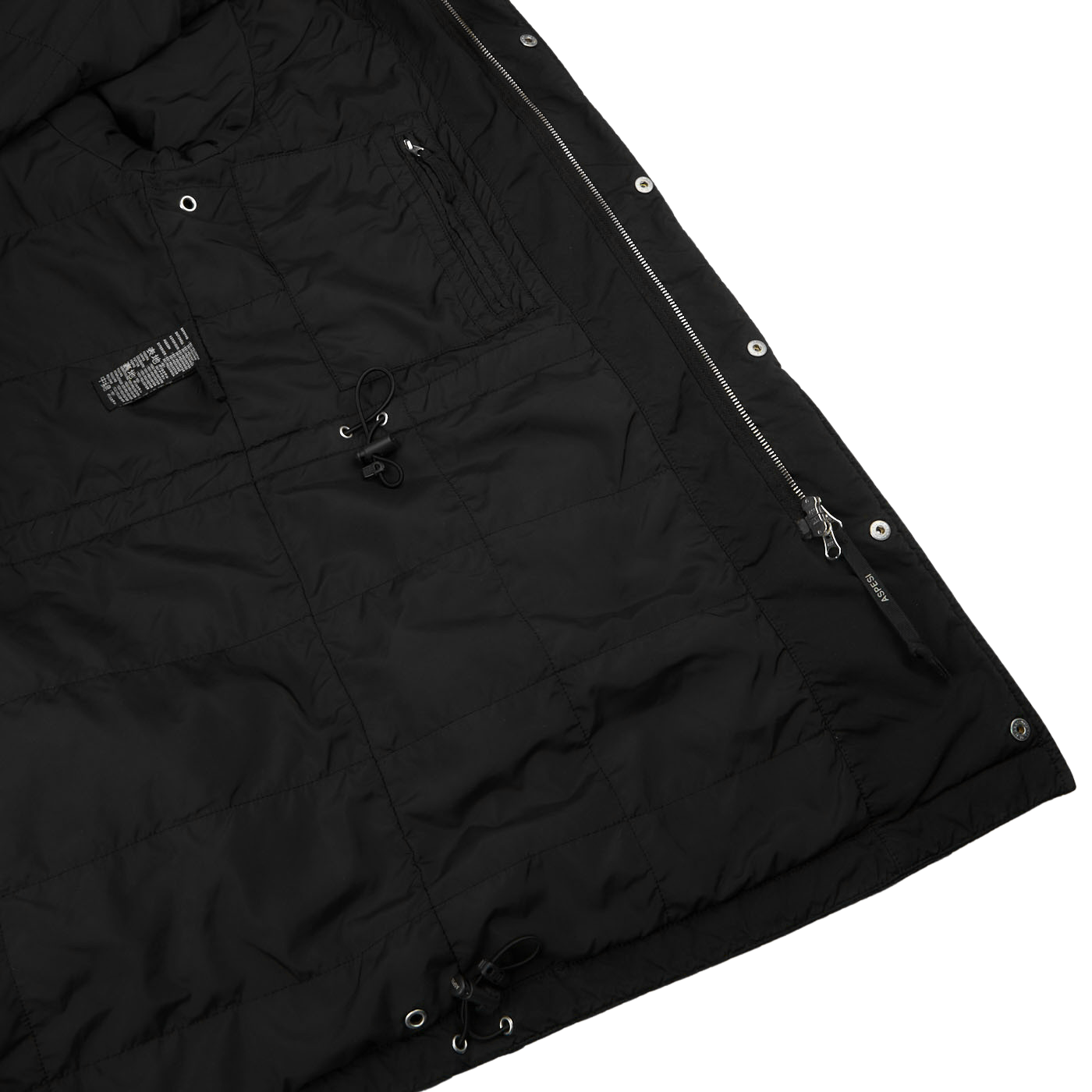 Aspesi Black Technical Nylon Hood Parka Inside