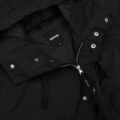 Aspesi Black Technical Nylon Hood Parka Open