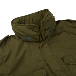 Aspesi Dark Green Nylon Padded Field Jacket Collar