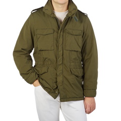 Aspesi Dark Green Nylon Padded Field Jacket Front