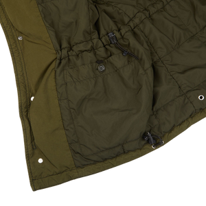 Aspesi Dark Green Nylon Padded Field Jacket Inside
