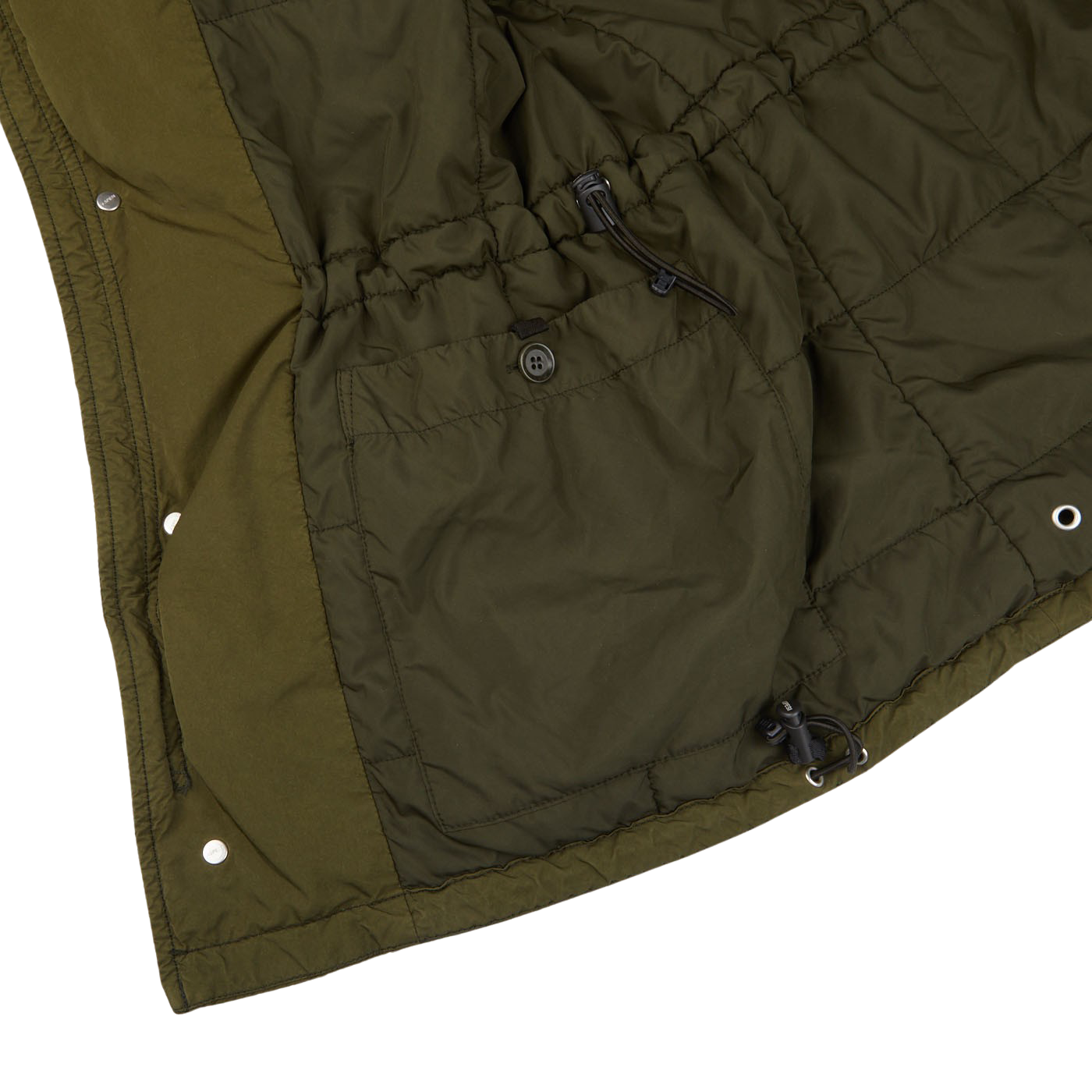 Aspesi Dark Green Nylon Padded Field Jacket Inside