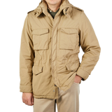 Aspesi Light Beige Nylon Padded Field Jacket Front