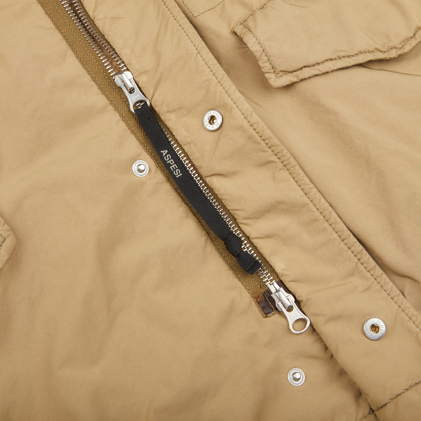 Aspesi Light Beige Nylon Padded Field Jacket Zipper
