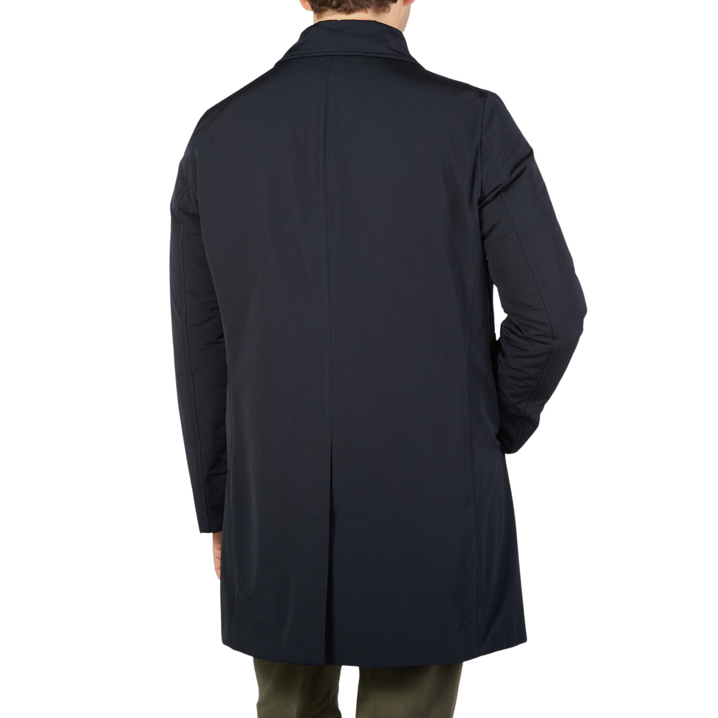 Aspesi Navy Blue Cotton Thermore Impermeabile Coat Back