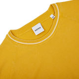 A Bright Yellow Cotton Piquet Crew Neck Sweater with an Aspesi label on it.