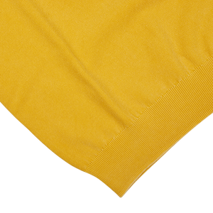 A close up of a Bright Yellow Cotton Piquet Crew Neck Sweater from Aspesi.