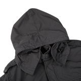 A Grey Luxury Nylon Padded Field Jacket from Aspesi with a black hood.