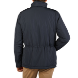 The Navy Blue Nylon Padded Field Jacket by Aspesi, as seen from the back.
