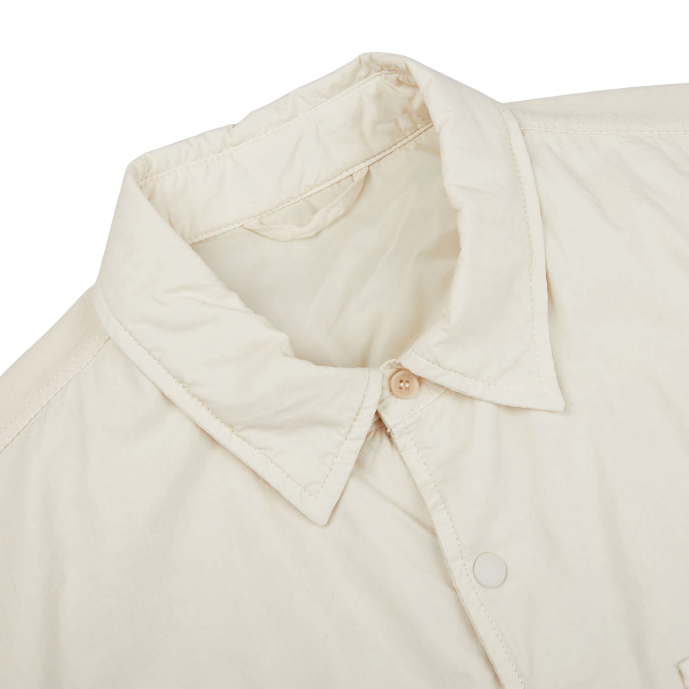 An Off-White Cotton Padded Overshirt by Aspesi with a button down collar.
