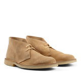 A pair of Cammello Beige Suede Driftflex Unlined Boots with laces on a neutral background. (Brand: Astorflex)