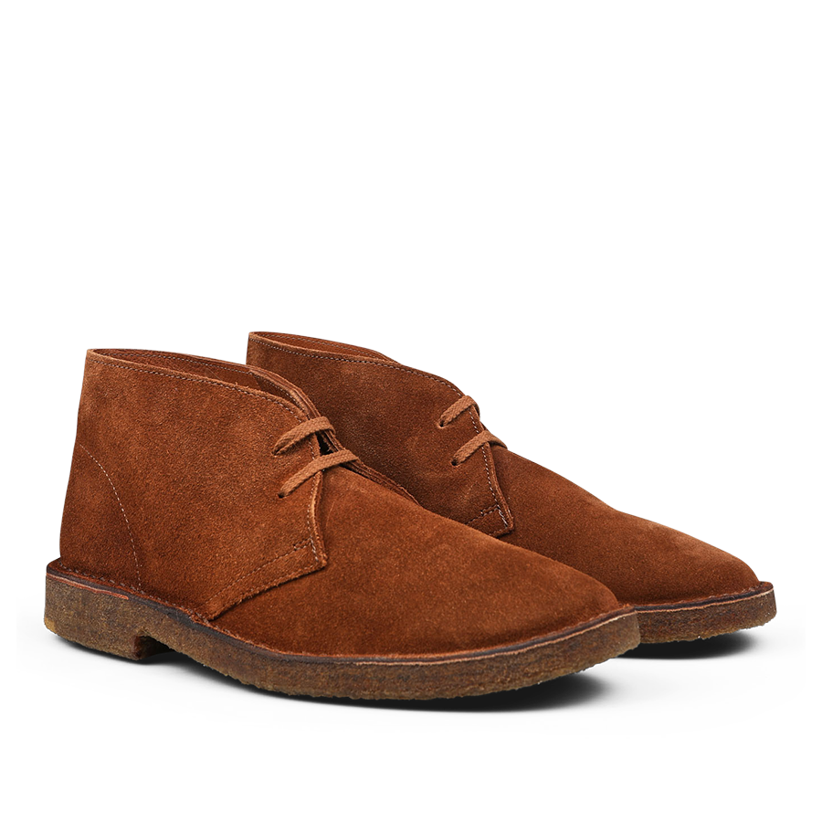 Brown suede chukka boots with laces, featuring a textured sole and simple design. Crafted from premium suede, these versatile Mattone Brown Suede Leather Montflex Boots by Astorflex offer both style and durability.