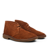 Brown suede chukka boots with laces, featuring a textured sole and simple design. Crafted from premium suede, these versatile Mattone Brown Suede Leather Montflex Boots by Astorflex offer both style and durability.