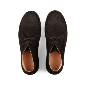 A pair of Testa di Moro Suede Greenflex Desert Boots by Astorflex viewed from above.