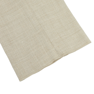 A Beige Melange Wool Linen Pleated Trousers with a tailored fit on a white surface. (Brand: Baltzar Sartorial)
