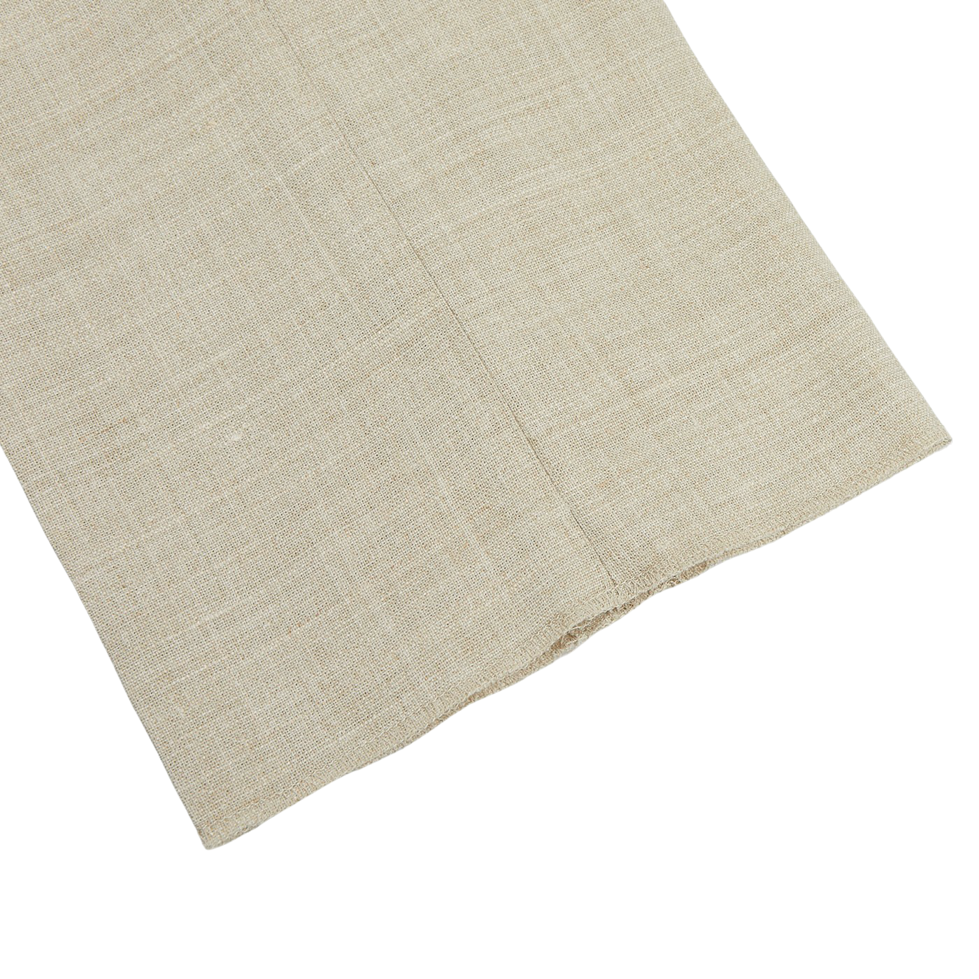 A Beige Melange Wool Linen Pleated Trousers with a tailored fit on a white surface. (Brand: Baltzar Sartorial)