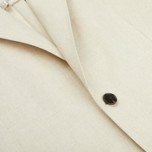 A close up image of a Light Beige Pure Linen Suit Jacket from Baltzar Sartorial.