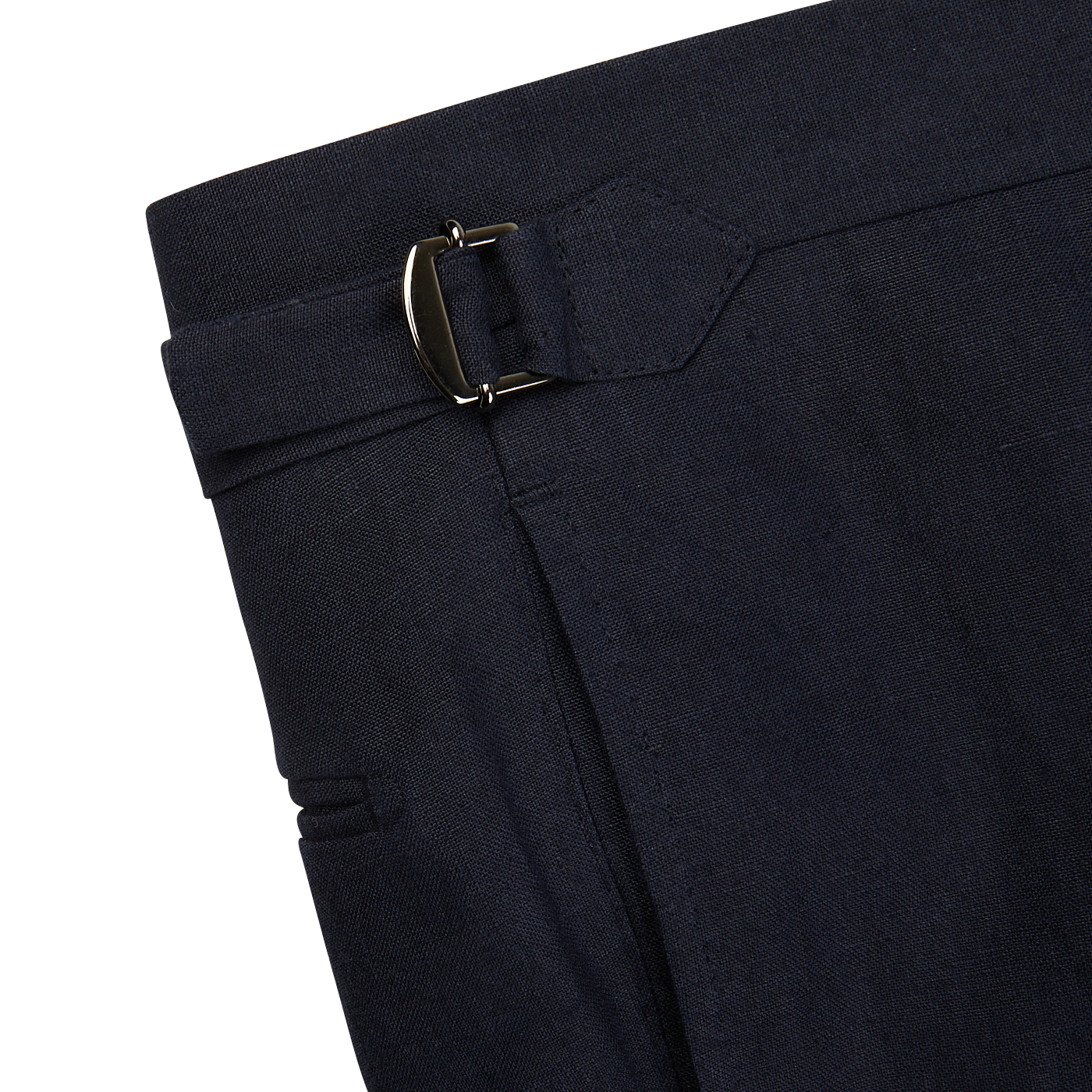 Men's Navy Blue Pure Linen Pleated Trousers by Baltzar Sartorial - gallery image 1.