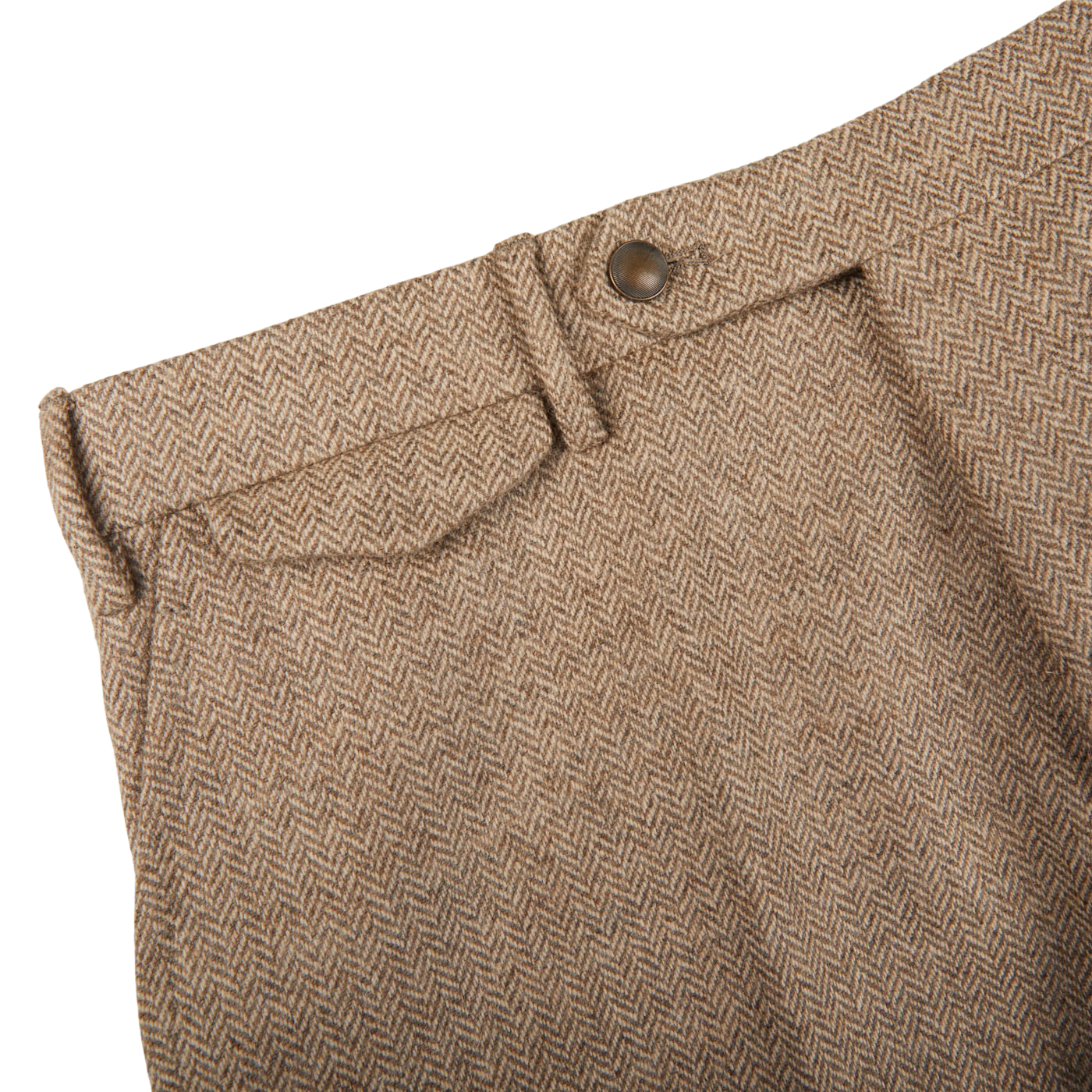 Berwich Beige Herringbone Wool Tweed Trousers Edge