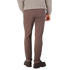 Berwich Chocolate Brown Cotton Stretch Chinos Back