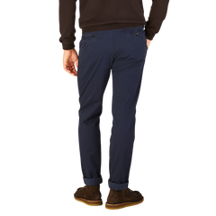 Berwich Dark Blue Cotton Stretch Chinos Back