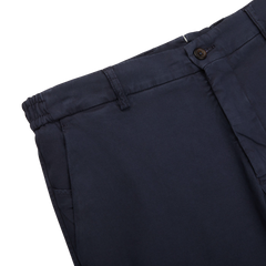 Berwich Dark Blue Cotton Stretch Chinos Edge