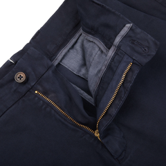 Berwich Dark Blue Cotton Stretch Chinos Zipper