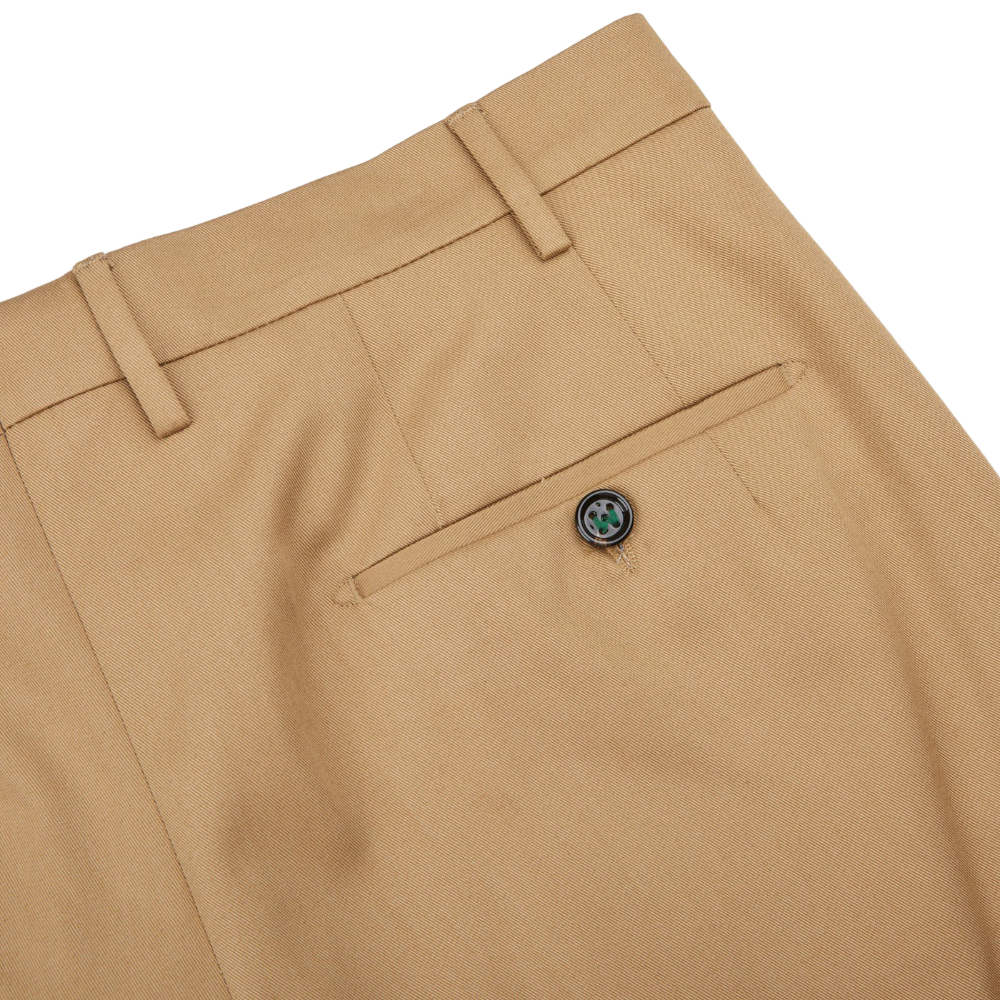 Berwich Khaki Beige Cotton Flat Front Trousers Pocket