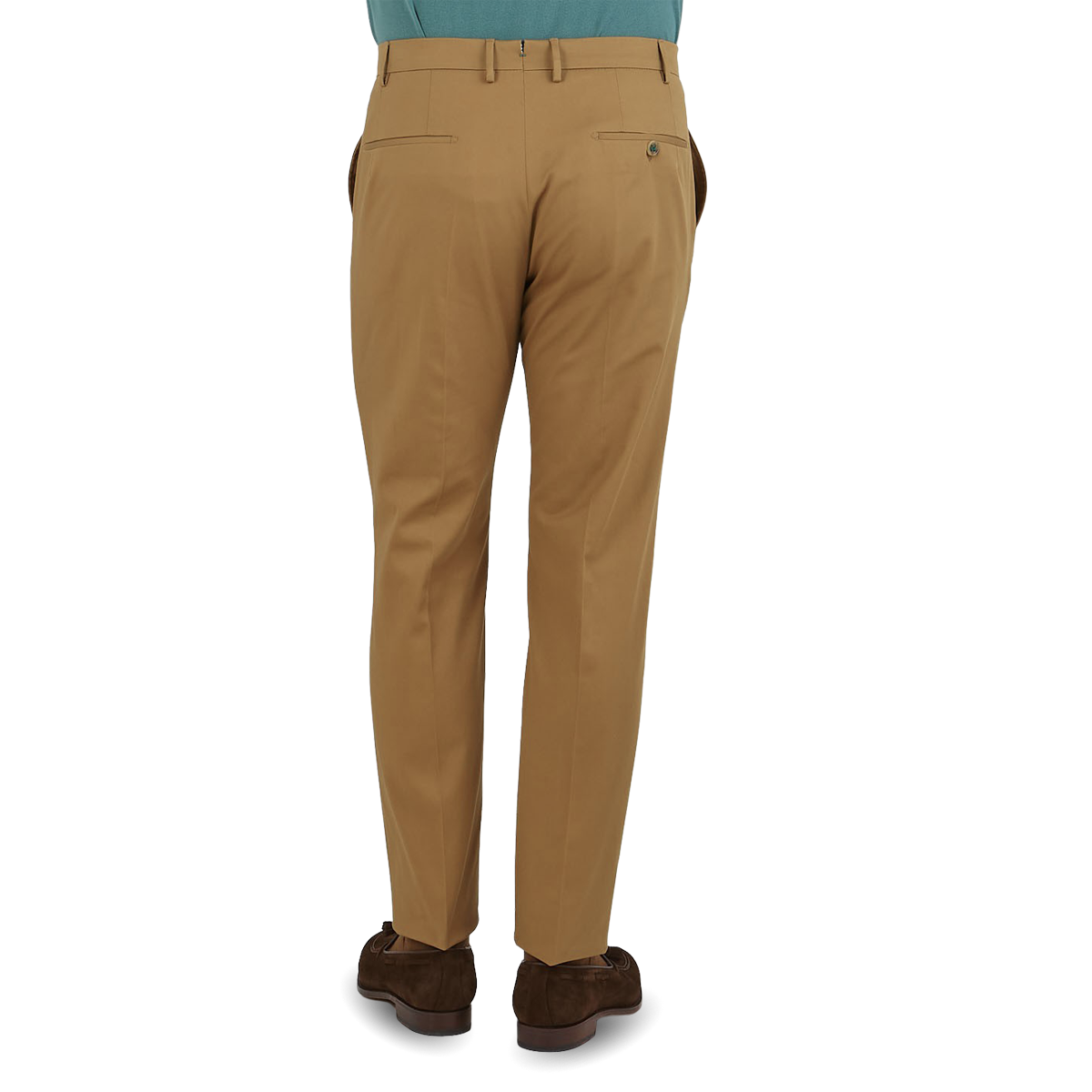 Berwich Khaki Beige Cotton Twill Flat Front Trousers Back