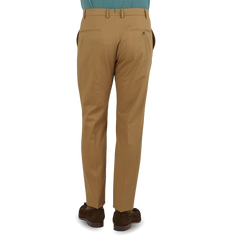 Berwich Khaki Beige Cotton Twill Flat Front Trousers Back