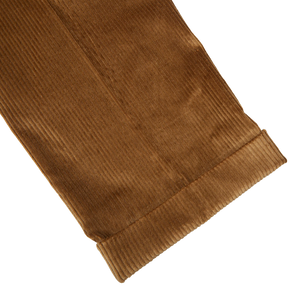 Berwich Light Brown Cotton Corduroy Flat Front Trousers Cuff